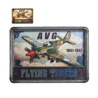 Plaque Metal Led Lumineux Avion Vintage 53cm