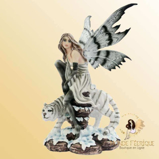 Figurine Fee et Tigre blanc