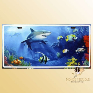 plaque decoration requin ocean poissons deco mural plaque en metal