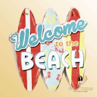 plaque decoration welcome to the beach deco murale vintage