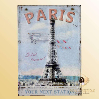plaque vintage paris tourisme tour eiffel