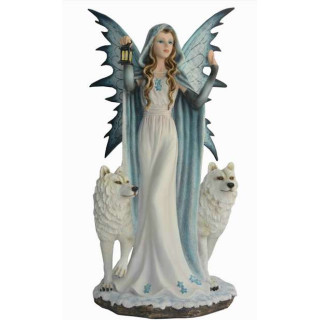 STATUE FEE GEANTE LOUPS 