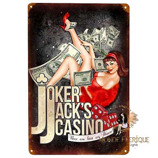 plaque deco casino vintage retro pin up poker
