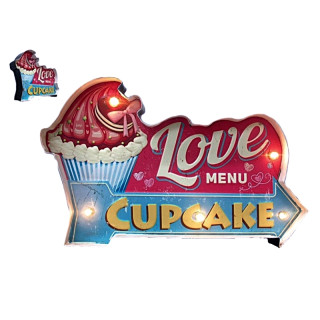 Plaque Métal LED Cupcake Vintage