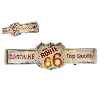 Plaque Métal LED Route 66 Vintage