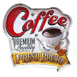 Plaque Métal Lumineux Café Petit Déjeuner - Décoration Murale