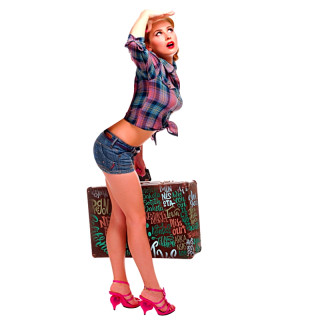 Plaque Vintage Pin Up Valise XL