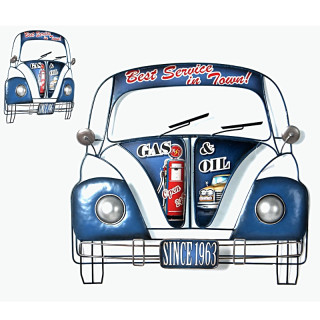 Plaque Vintage XL voiture bleue
