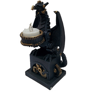Bougeoir Dragon Black Or 19cm