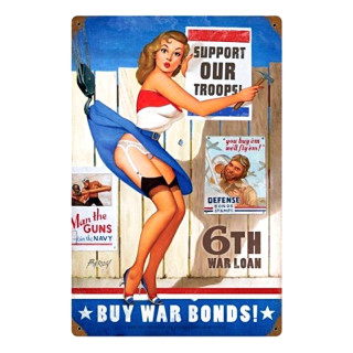 Plaque Metal Déco Pin up effort de Guerre