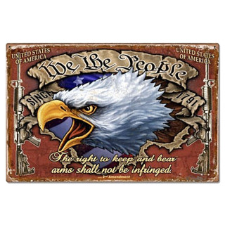 Plaque Métal DécorationPeuple Americain Uni -- 20x30cm