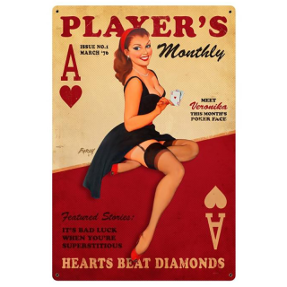 Plaque Décoration Vintage Pin up et Cartes -- 20x30cm