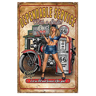 Plaque Vintage Station Service Pin Up Décoration -- 20x30cm