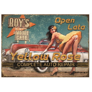 Plaque Vintage Yellow Rose