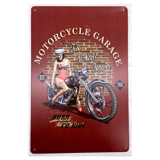 Plaque RétroMotorcycle Garage -- 20x30cm
