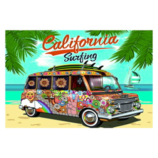 Plaque Vintage California Surfing -- 20x30cm