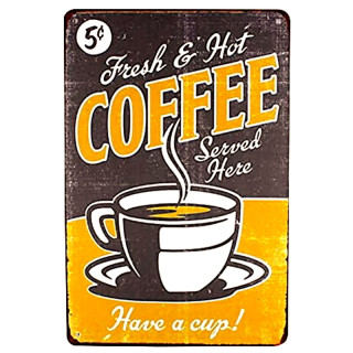 Plaque Vintage Café Old School-- 20x30cm