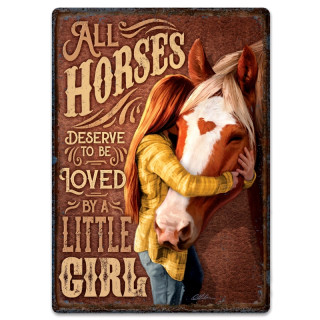 Plaque Vintage Cheval Love -- 20x30cm