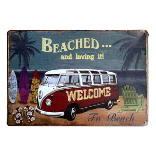 Plaque Décoration Vintage camping car van VW Hippie -- 20x30cm