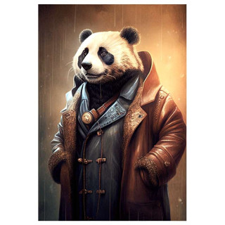Plaque Métal Vintage Panda habillé