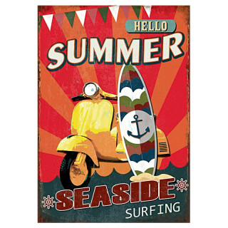 Plaque Vintage Hello Summer Premium 30x40cm
