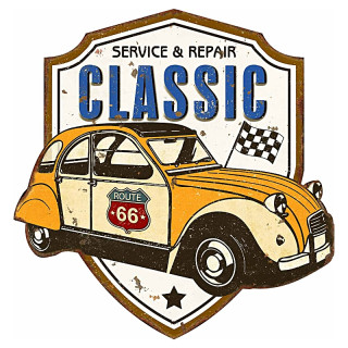 Plaque Décoration 2CV vintage Premium 29x29cm
