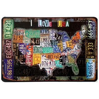 Plaque Décoration Carte des USA Premium 30x40cm