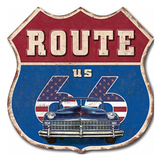 Plaque Décoration Route 66 US Premium 30x28cm