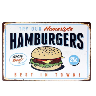 Plaque Metal Premium Super Burger 20x30cm