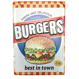 Plaque Décoration Burger Premium 30x40cm