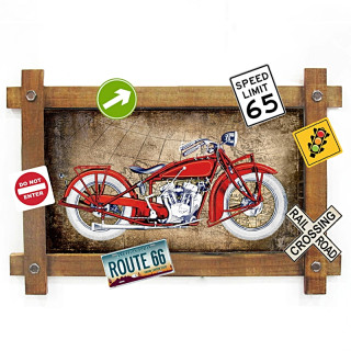 Plaque Metal Harley Davidson Rouge 59cm