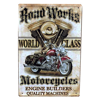 Plaque Vintage Road works-- 20x30cm