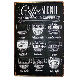 Plaque Mur Vintage café -- 20x30cm
