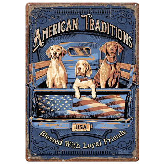 Plaque Vintage Les Chiens Américains -- 20x30cm