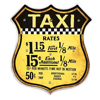 Plaque Metal Lumineux Taxi Jaune USA 46cm