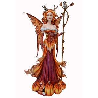 Figurine grande Fée Amy Brown Hibou et Citrouille -- 44cm