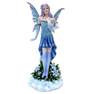 Figurine de Fée avec un Chat Blanc