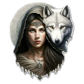 Plaque Métal Fantasy Loups et Elfe 2
