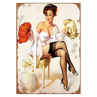 Plaque Rétro Pin Up Perruques