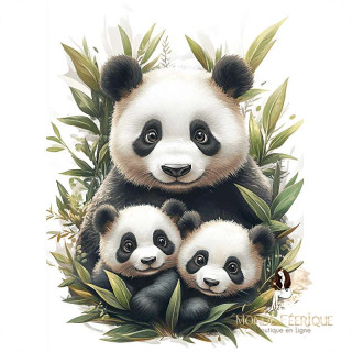 plaque Murale Panda et Petits Pandas