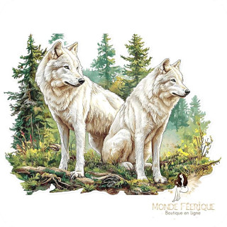 Plaque Loups Blancs dans la Forêt