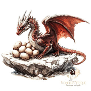 Plaque Dragon Rouge et Œufs – Gardien