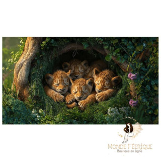 Plaque Murale Animaux – Quatre Lionceaux