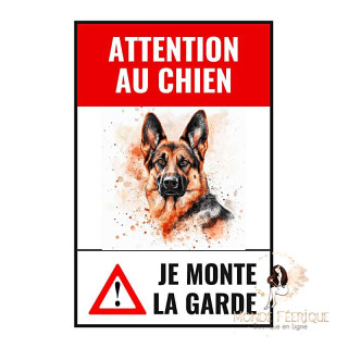 Plaque “Attention au Chien” – Berger Allemand Alerte