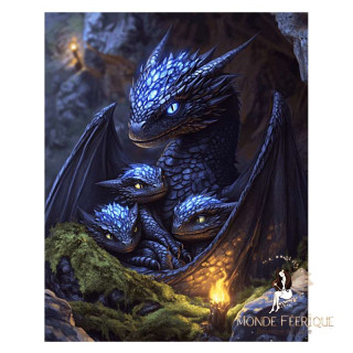 Plaque Dragon Bleu et ses petitS