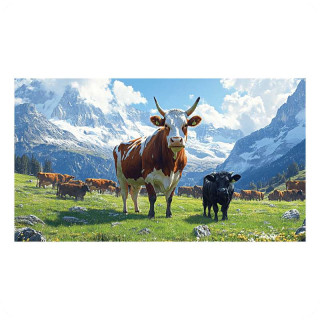 Plaque métal murale – Vaches et montagnes