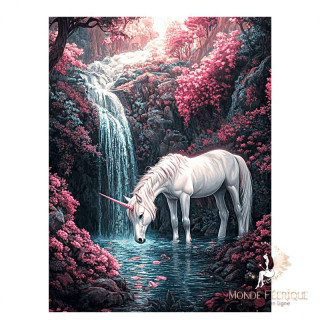 Plaque Murale – Licorne & Cascade Enchantée