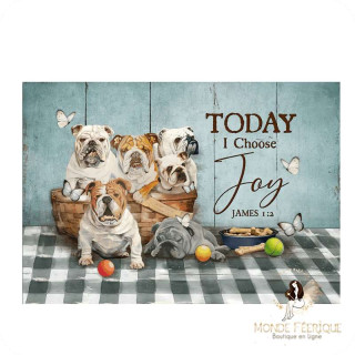 Plaque métal Today I Choose Joy – chiens bouledogues
