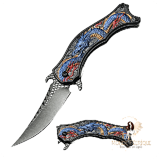 Couteau rétractable sur le thème des Dragons et de l'art asiatique