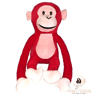 Peluche singe rouge géant 85 cm – Ultra douce et fun